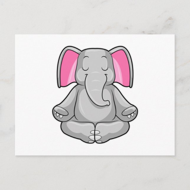 Elefant vid yoga i korsbenställning vykort (Framsida)