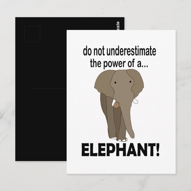 Elefant Vilda djur Rolig Elefant Vykort (Fram/baksida)