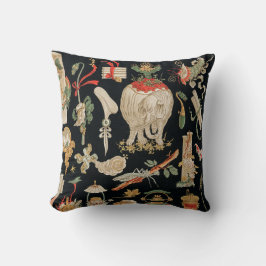Elefant Vintage Svart Röd Kudde