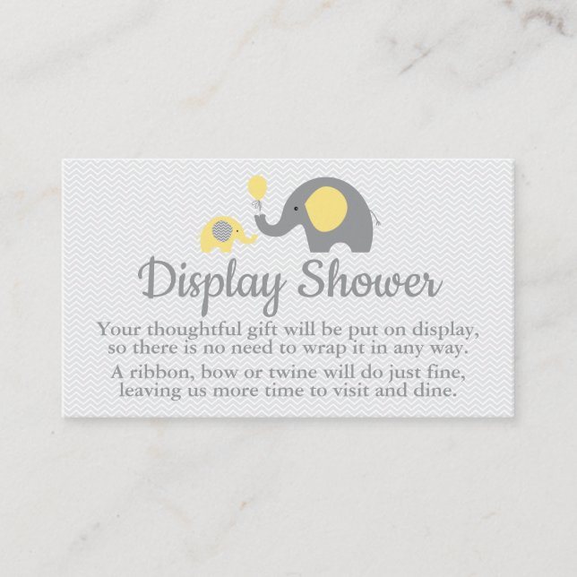 Elefant Visning Shower Inserts i Gult och Grått Tilläggskort (Framsida)