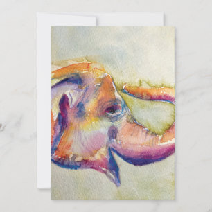 Elefant Watercolor-gratulationskort Tack Kort