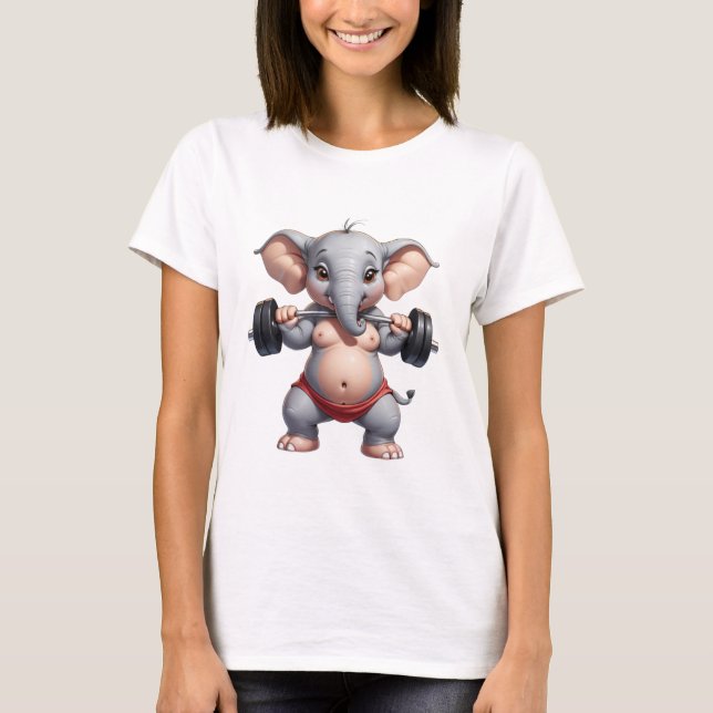 Elefant weight lyftbodybuilding der elephant gym t shirt (Framsida)