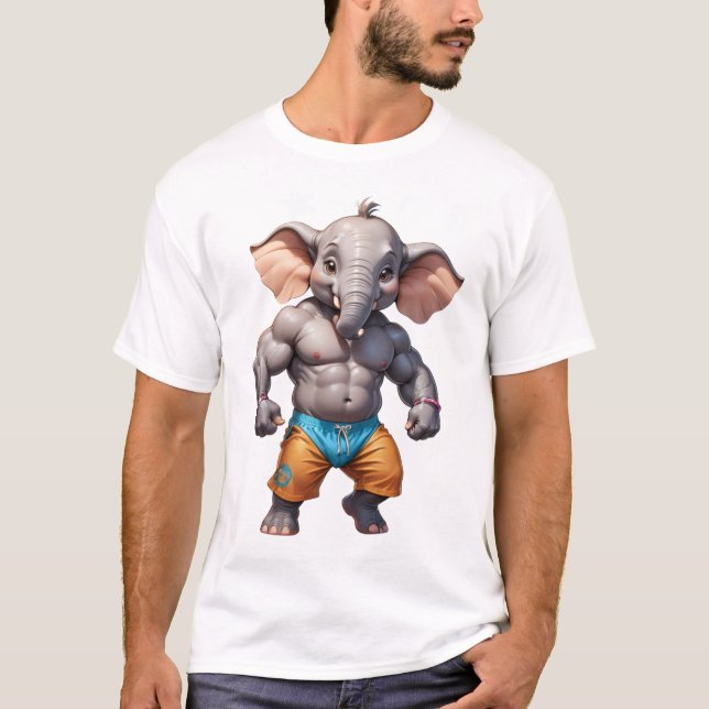 Elefant weight lyftbodybuilding der elephant gym t shirt (Framsida)