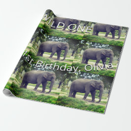 Elefant Wild One Födelsedagsmönster Konst Presentpapper