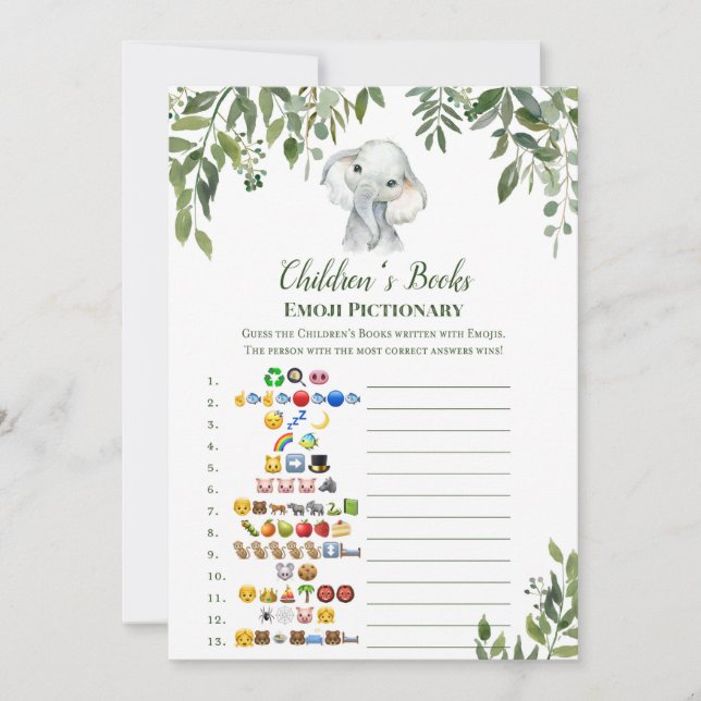 Elefantant babykläder Spelet med ett svar på storl Inbjudningar (Framsida)