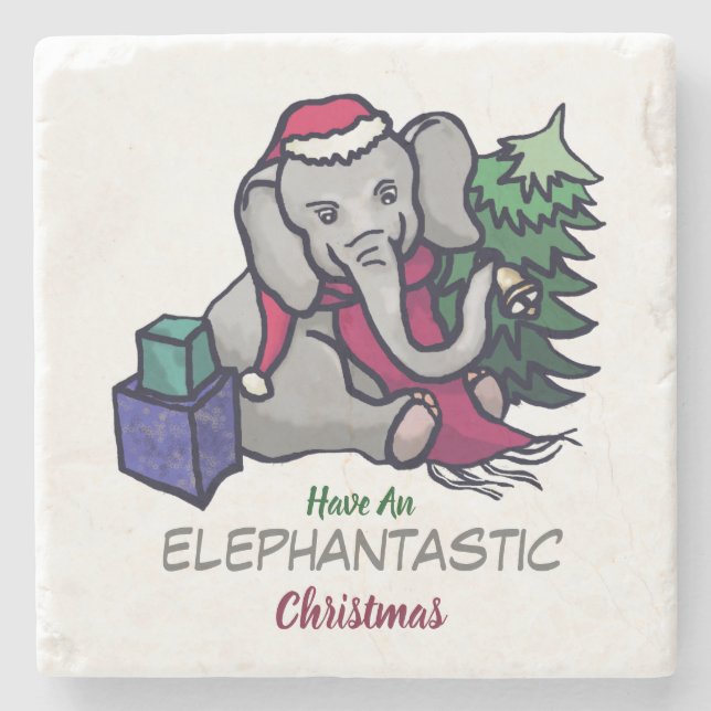 Elefantastisk julklapp Santa Elephant Stenunderlägg (Framsidan)