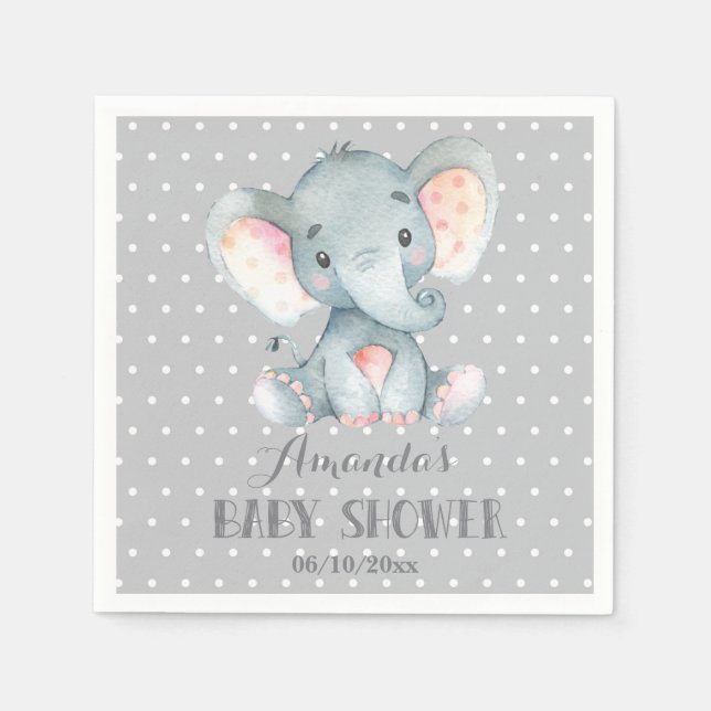 Elefantastiska Grått-servetter för spädbarn Pappersservett (Framsidan)