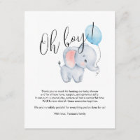 Elefantbaby & Blå Ballong Baby Shower