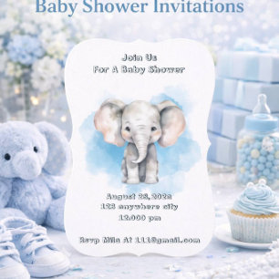 Elefantbaby pojke dopkalasinbjudan  inbjudningar
