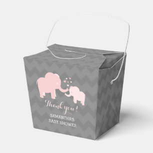 Elefantbaby showerrosor och grå färgfavören box presentaskar