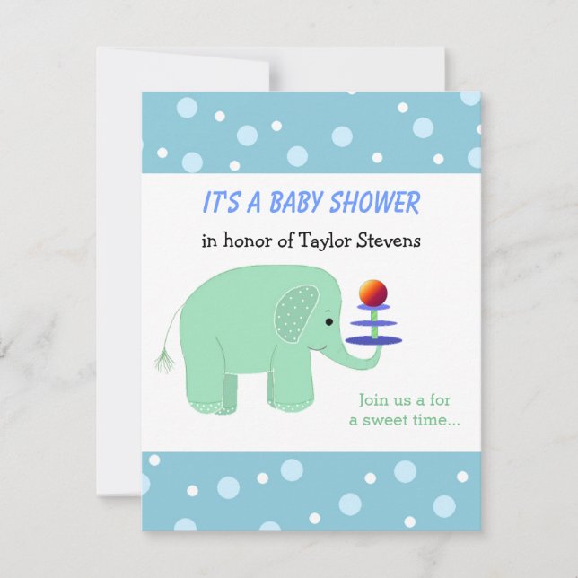 Elefantbalansakt Baby Shower Inbjudningar (Framsida)