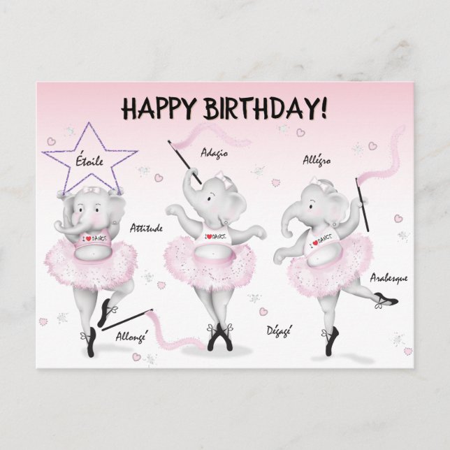 Elefantbalett Dansrecital Vykort (Framsida)