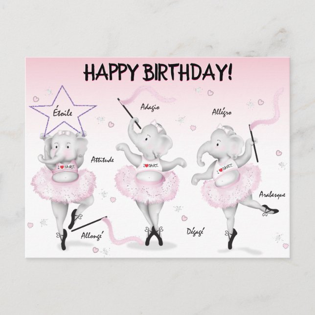 Elefantbalett Dansrecital Vykort (Framsida)