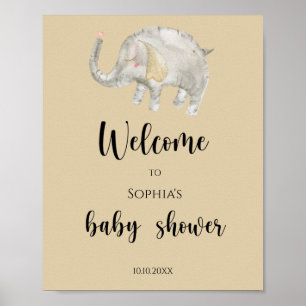 Elefantballong Välkommen bebisshower Poster