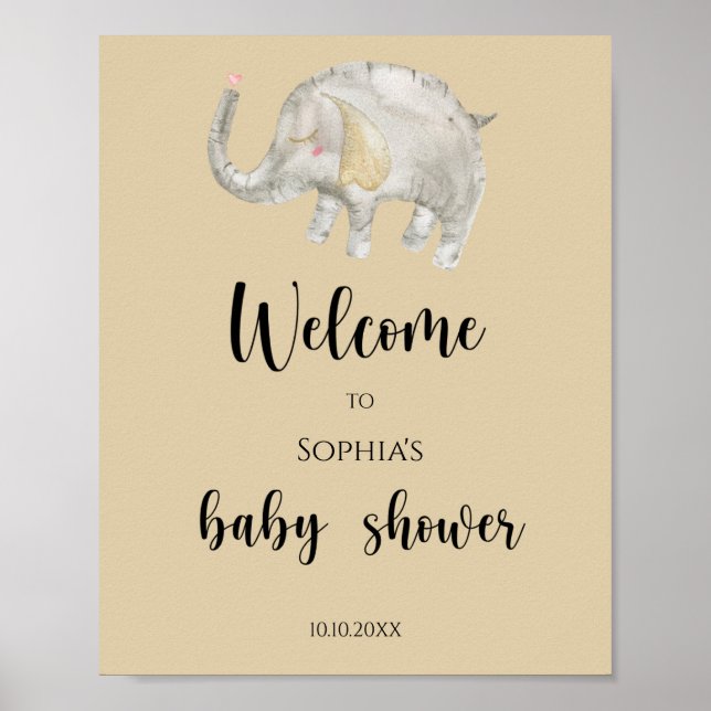 Elefantballong Välkommen bebisshower Poster (Framsidan)