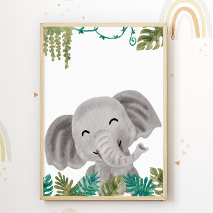 Elefantbarnkammaraffisch Djur Barnrumstryck Poster