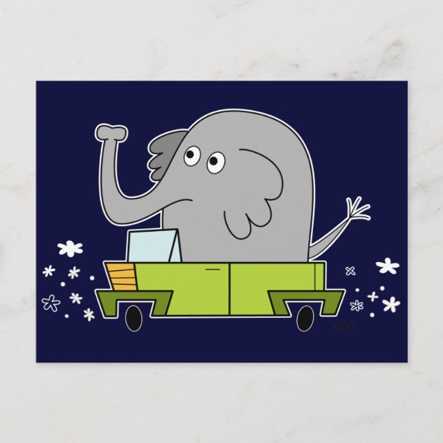 Elefantbilkörning - PostCard Vykort (Framsida)