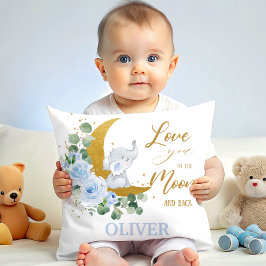 Elefantblå Blommigten Kärlek dig till Måne och bak Kudde