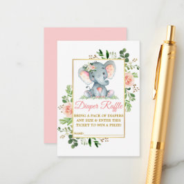 Elefantblöja Lotteri Rosa Rosor Baby Shower Tilläggskort
