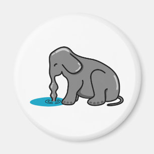 Elefantdrickande (Grått) Magnet