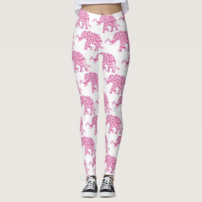 Elefanten bestående av Rosa Hearts Leggings (Framsida)