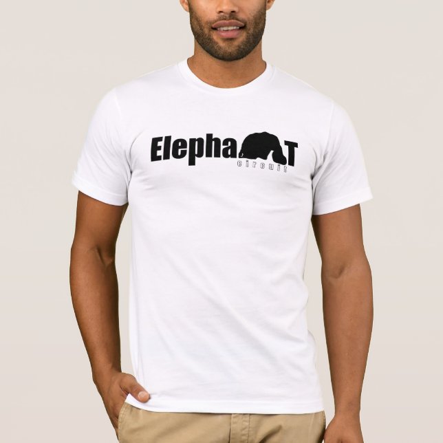 Elefanten går runt logotypmanar t shirt (Framsida)