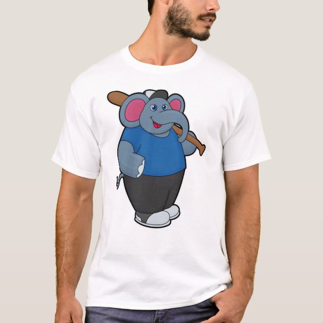 Elefanten i Baseball med Baseball fladdermus T Shirt (Framsida)
