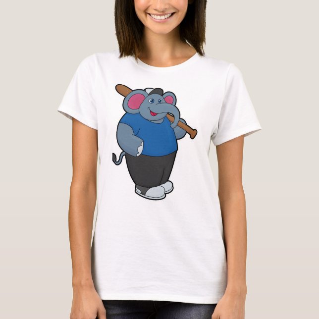 Elefanten i Baseball med Baseball fladdermus T Shirt (Framsida)