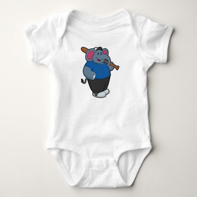 Elefanten i Baseball med Baseball fladdermus T Shirt (Framsida)