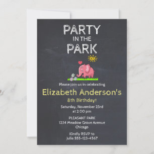 Elefanten i Grass Party i parken Inbjudan