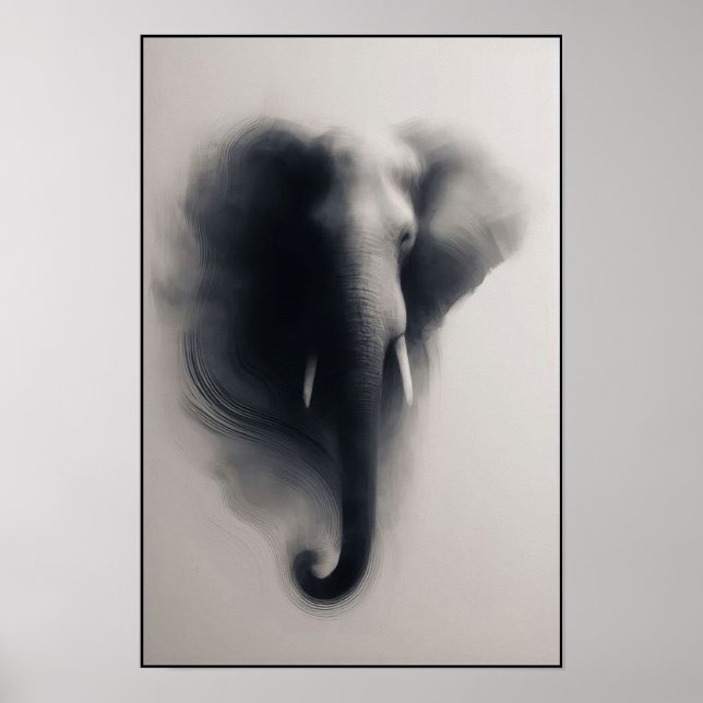Elefanten i Mist-Abstrakten Poster (Framsidan)