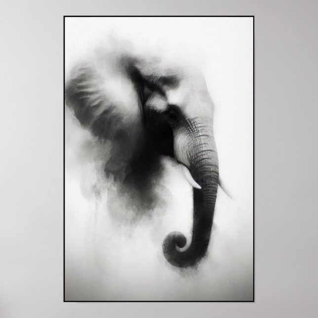 Elefanten i Mist-Abstrakten Poster (Framsidan)