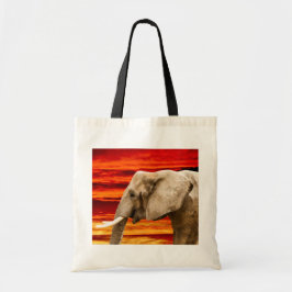 Elefanten i Sunset - Tote Bag Tygkasse