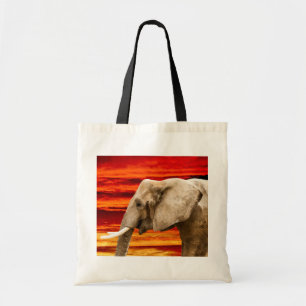 Elefanten i Sunset - Tote Bag Tygkasse