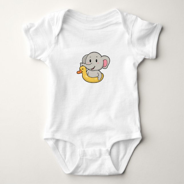 Elefanten i Swimming med Simma ring T Shirt (Framsida)