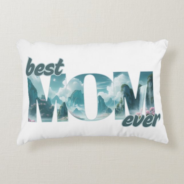 Elefanten in einer Traumwelt - best Mom ever Prydnadskudde (Framsidan)