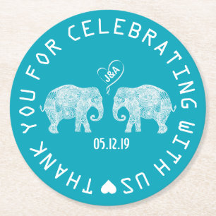 Elefanten kopplar ihop favör för underlägg papper rund