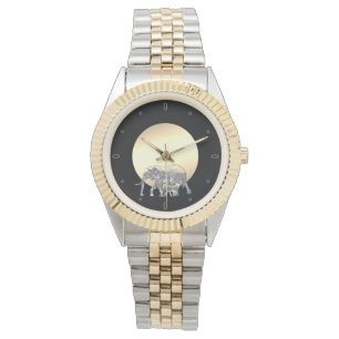 elefanten mamma och baby i sol vid utsättningen armbandsur