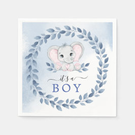 Elefanten med blå anemoner.. Det är en pojkbabysko Pappersservett