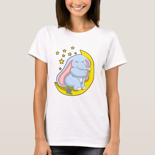 Elefanten med Måne och stjärnor T Shirt (Framsida)
