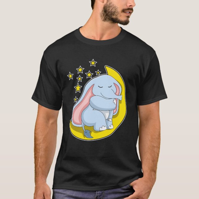 Elefanten med Måne och stjärnor T Shirt (Framsida)