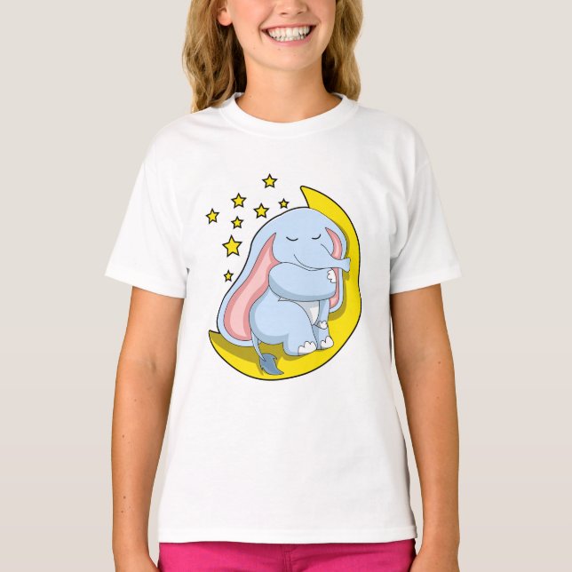 Elefanten med Måne och stjärnor T Shirt (Framsida)