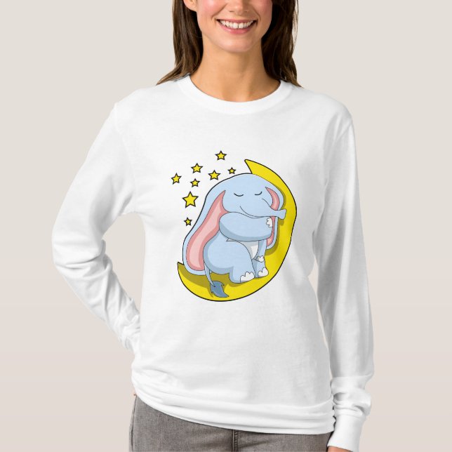 Elefanten med Måne och stjärnor T Shirt (Framsida)