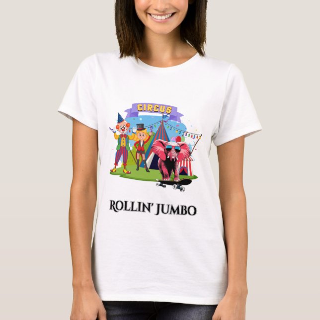 Elefanten på en skateboard t shirt (Framsida)