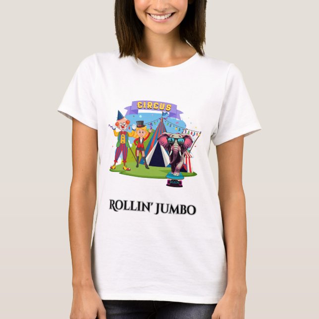 Elefanten på en skateboard t shirt (Framsida)