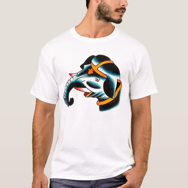 Elefanten Percy bevattnar målning vid Gentle Tee Shirt (Framsida)