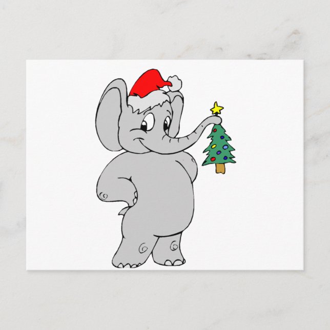 Elefanten (Santa Hat) Helg Vykort (Framsida)
