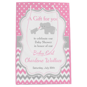 Elefantens Rosa och Grått Baby Shower Tack