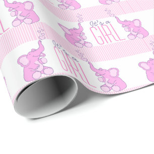 Elefanter är det en rosa baby showersjal för presentpapper