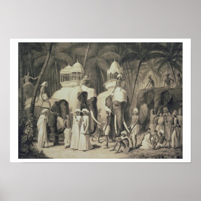 Elefanter av Raja of Travandrum, från "Voyage Poster (Framsidan)